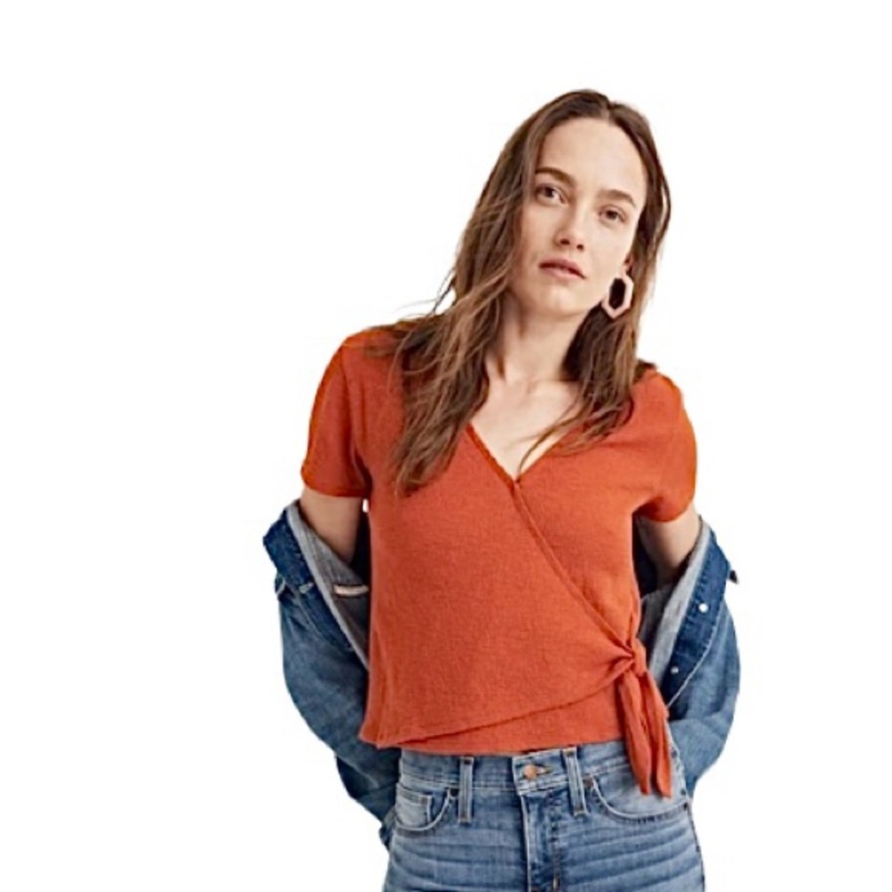 Madewell Texture & Thread Wrap-Tie Top